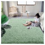 DweIke Fluffy Sage Green Rugs for Bedroom Living R
