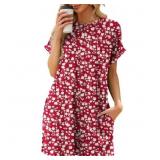 Large TEMOFON Womens Summer Dresses Crew Neck Shor