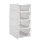 TINANA Stackable Plastic Storage Basket 4 Pack, Dr