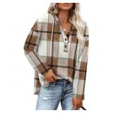 Size XL Tops for Women Plus Size Plaid Print Long