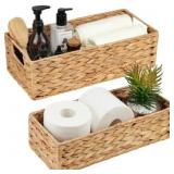 LotFancy Wicker Toilet Basket Tank Topper, 2 Pack