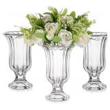 Glasseam Pedestal Glass Vase for Flowers, 7.5in Ta