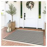 iOhouze Outdoor Rugs Cotton Striped Area Rug 3x5 f