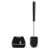 BOOMJOY Toilet Brush and Holder Set, Black Silicon