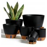 7/6.5/6/5.5/5 Inch Self Watering Pots, Plastic Flo