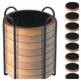 DIYMAG 8 Pcs Wood Coasters for Drinks with Holder,