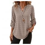 Size large WIHOLL Women Blouses V Neck T Shirts 3/
