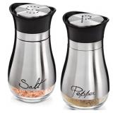 Furkithn Salt and Pepper Shakers Set, Glass Bottom