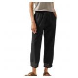 Size Large TEMOFON Linen Pants for Women Capris Su
