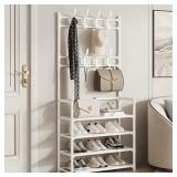 HIOHA Modern 4-Tier Storage Hall Tree with Coat Ho