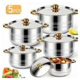 Home Sauce Pot, TAIMASI 5 PCS Stainless Steel Stoc