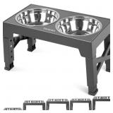 ZALALOVA Elevated Dog Bowls Stand with 2 Stainless