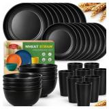 Teivio 32-Piece Kitchen Plastic Wheat Straw Dinner