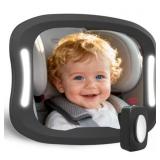 Baby Car Mirror with LED Light & Remote Control -