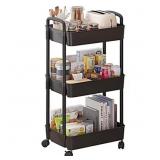 Cowin 3 Tier Metal Rolling Utility Cart with 6 Hoo