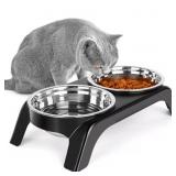 YOYAHATEM Elevated Cat Bowl Set with 2 Stainless S