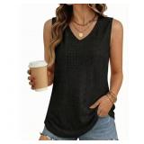 Size large Black MOYIKO Tank Tops for Women Eyelet