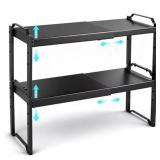 2 Pack Expandable Cabinet Organizer Shelves, Stack