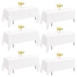 6 Pack Rectangle White Table Cloth Bulk Washable P