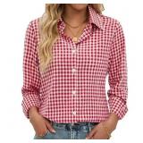 Size XL Fantaslook Plaid Button Down Shirts for Wo