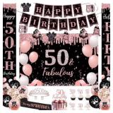 50th Birthday Party Decorations Kit Rose Gold Blac