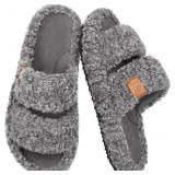 Size 8 EverFoams Womens Fuzzy Open-toe Slippers So