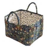 Boho Fabric Storage Basket with Handles, Large Cap