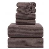 Smuge 8 Piece Extra Large Bath Towel Sets, 2 Large