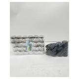 Lot of Small Clear Round Containers and Small Blac