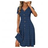 TEMOFON Summer Dresses for Women Button Floral Mid