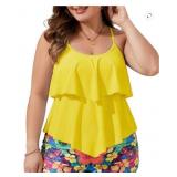 Size 2XL JYLFC Two Piece Plus Size Tankini Swimsui