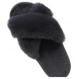 Size 10-11 Litfun Fuzzy Slippers for Women, Soft P