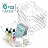 6 Pack Clear Plastic Storage Bins, TAIMASI Extra L