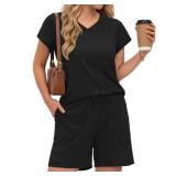 Size Large MOSHU Womens Pajamas Sets V Neck Tops a