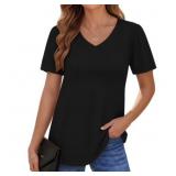2XL MOYIKO Women Summer Top V Neck Basic T Shirts