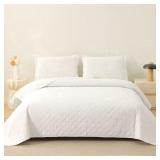 Jessy Home White Quilt Set Queen Lightweight Micro