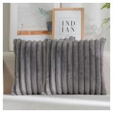 DEELAND Pack of 2,Double-Sided Faux Fur Plush Deco