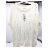 Size Large women white short-sleeve open-knit fish