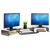 Mind Reader Dual Monitor Stand, Desktop Organizer,