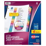Lot of 2 Avery A-Z Dividers for 3 Ring Binders, 26