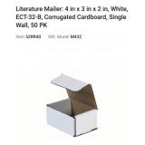 Literature Mailer: 4 in x 3 in x 2 in, White, ECT-