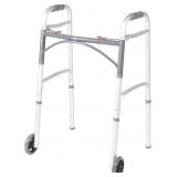 Drive Medical Two-Button Folding Walker with Wheel