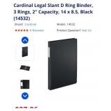 (5) pack Cardinal Legal Slant D Ring Binder, 3 Rin