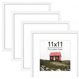 11x11 White Wooden Picture Frame, Tempered Glass,