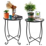 2 Pack Indoor Outdoor Side Tables, Weather Resista