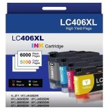 4-Pack LC406XL Ink Cartridges Black Cyan Magenta Y