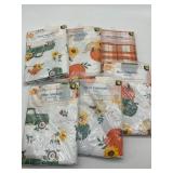 Large Lot of 6 Fall Themed Tablecloth Decor, Size