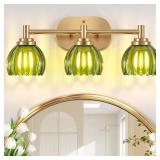 Bathroom Light Fixtures, 3-Light Brushed Gold Vani