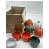 Lot of Fall Ceramics, Includes 4 PCs Pumpkin Decor