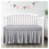 Crib Bed Skirt 14" Drop, Fits 28"x52" Crib, Adjust